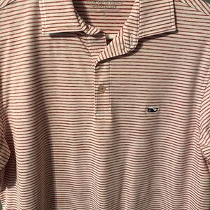 Vineyard Vines Men's Coral Striped Polo Shirt